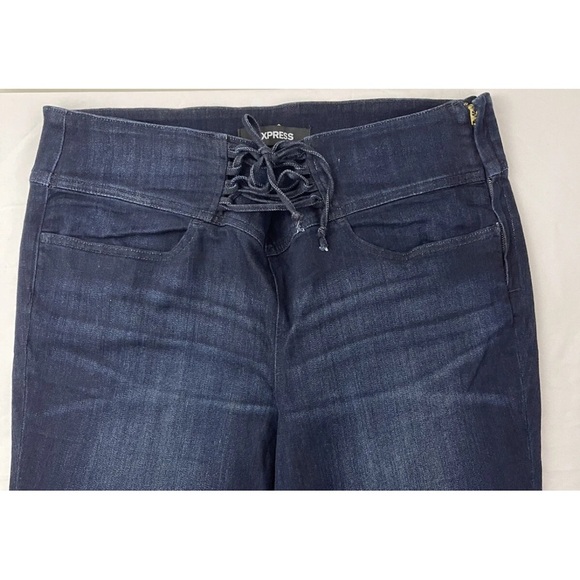 Express Skinny Jeans Women’s 16 Lace Up Legging Blue High Rise Dark Wash Stretch - Picture 3 of 6
